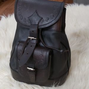 Artesian made hand tooled leather Mini backpack